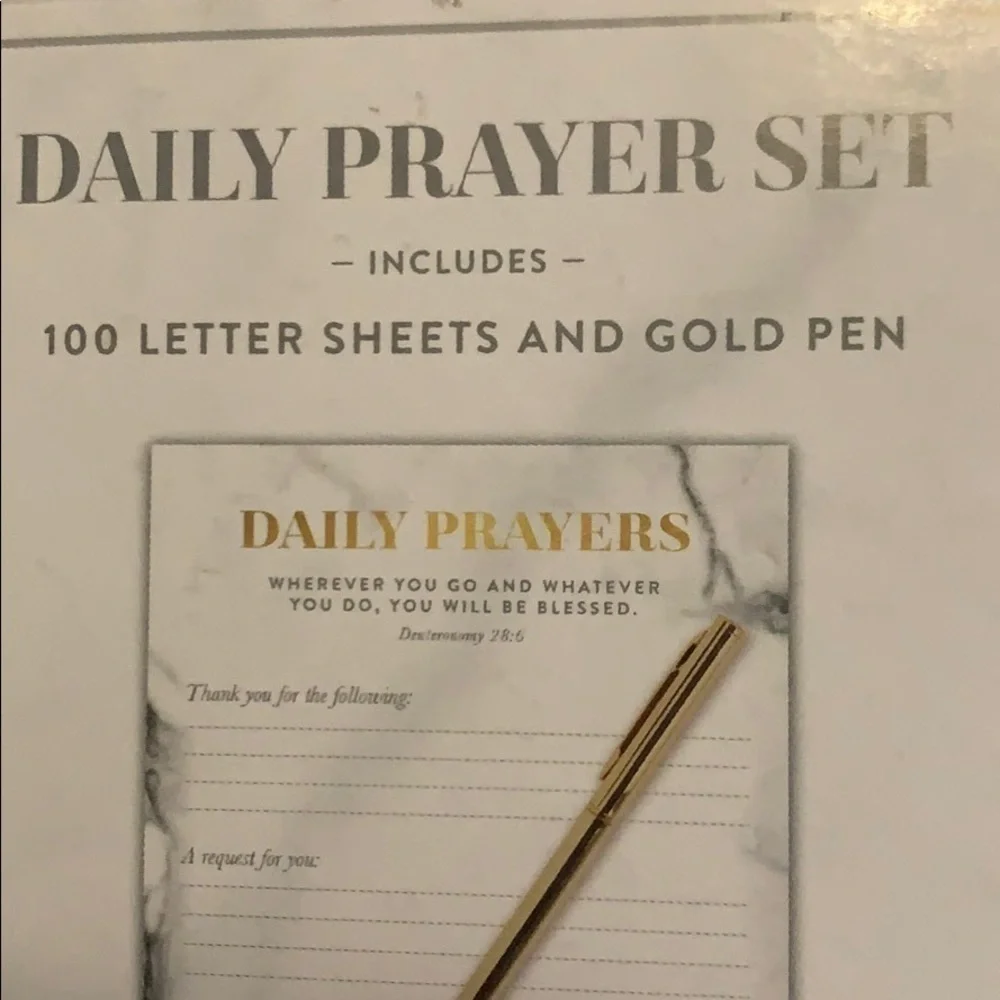 Daily prayer set, boxed papers and gold pen, new